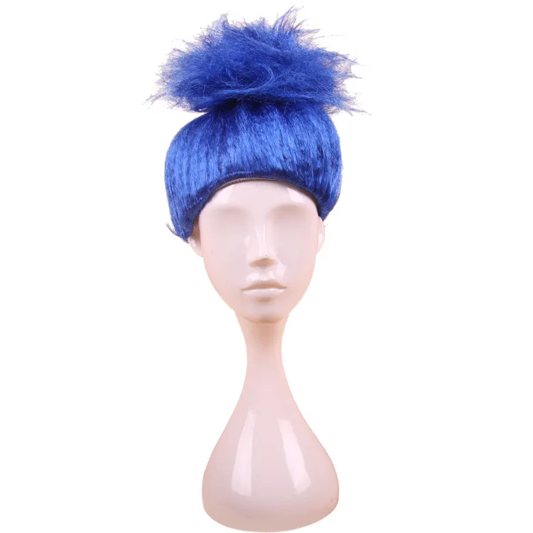 Colorful Halloween Kid Wig For Trolls Elf Pixie Cosplay Costume Wig Children Fluffy Hair Cap Flame Carnival Wig