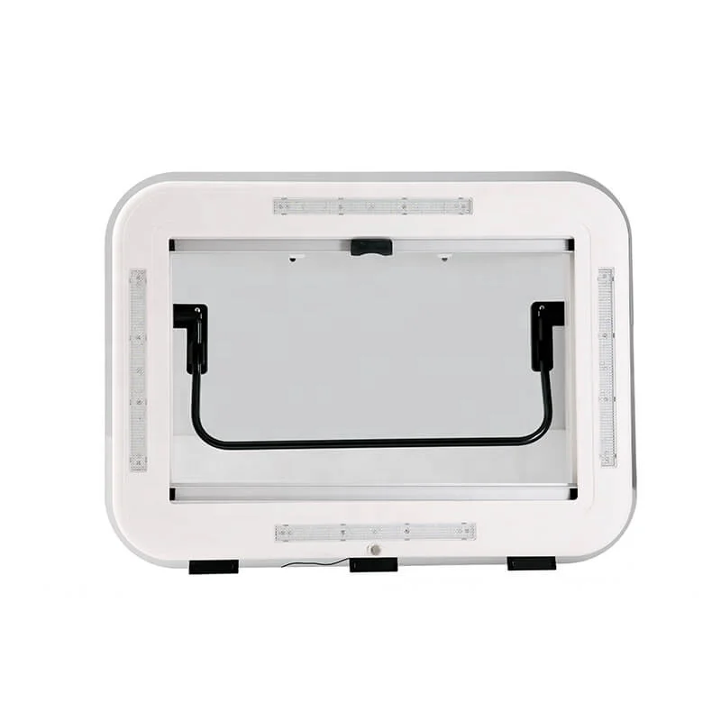 Aluminum Ceiling Mounted Push-out Camping Car Trailer Roof Window Skylight with LED Lights
