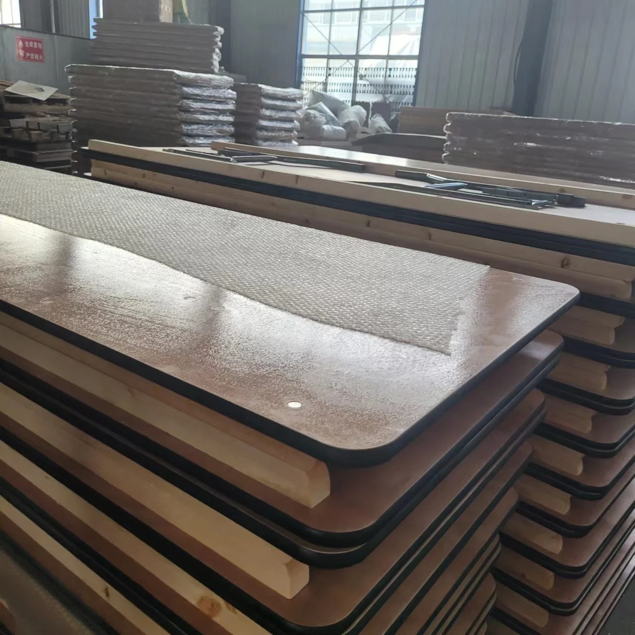 Rectangular Wood Folding Banquet wedding Table church school with Clear Coated Finished Top for 10 people person