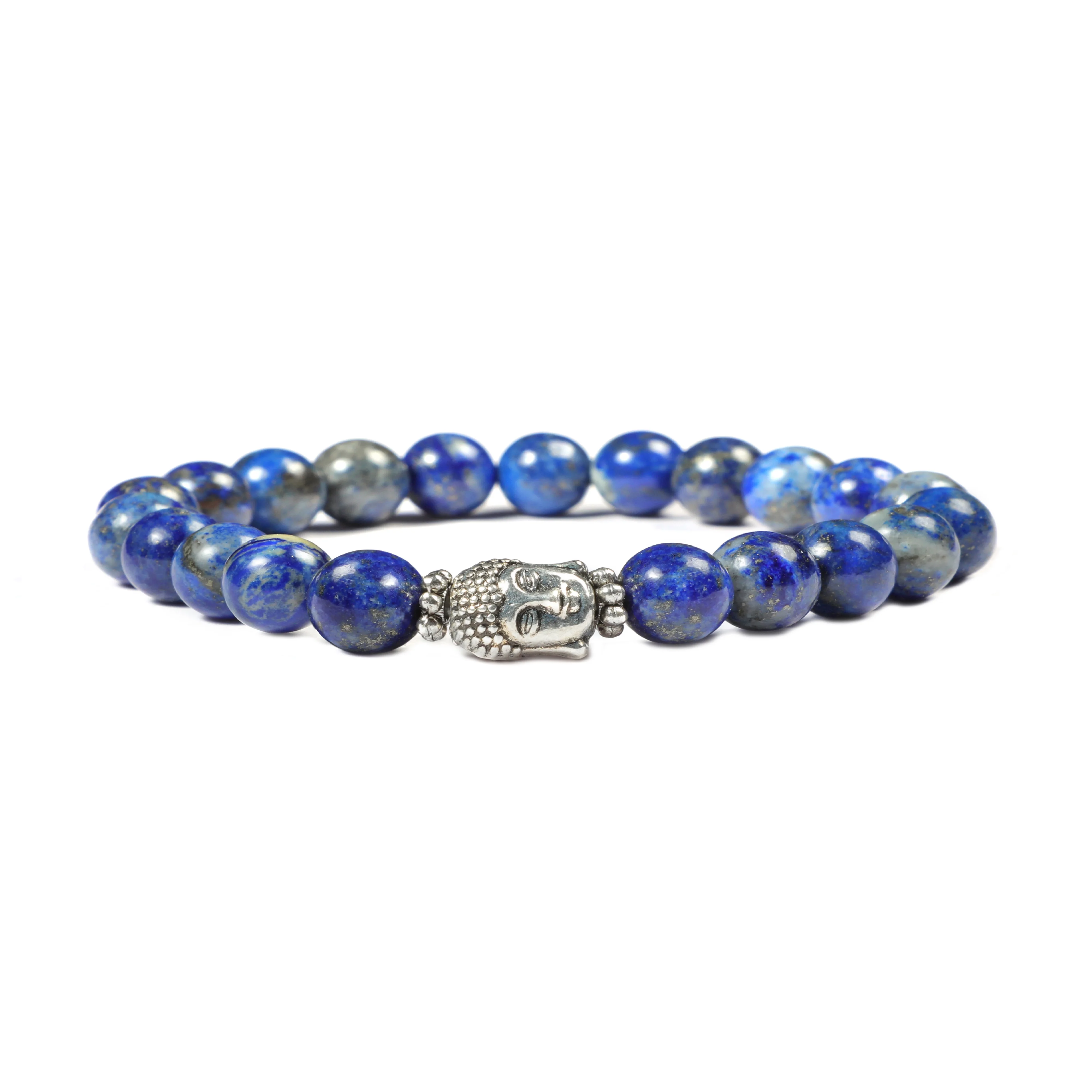 Lapis Lazuli Bracelet, Buddha Charm Bracelet, large medium small bracelets|  Lapis Lazuli 7 chakra bracelet  6/8/10 mm Beads