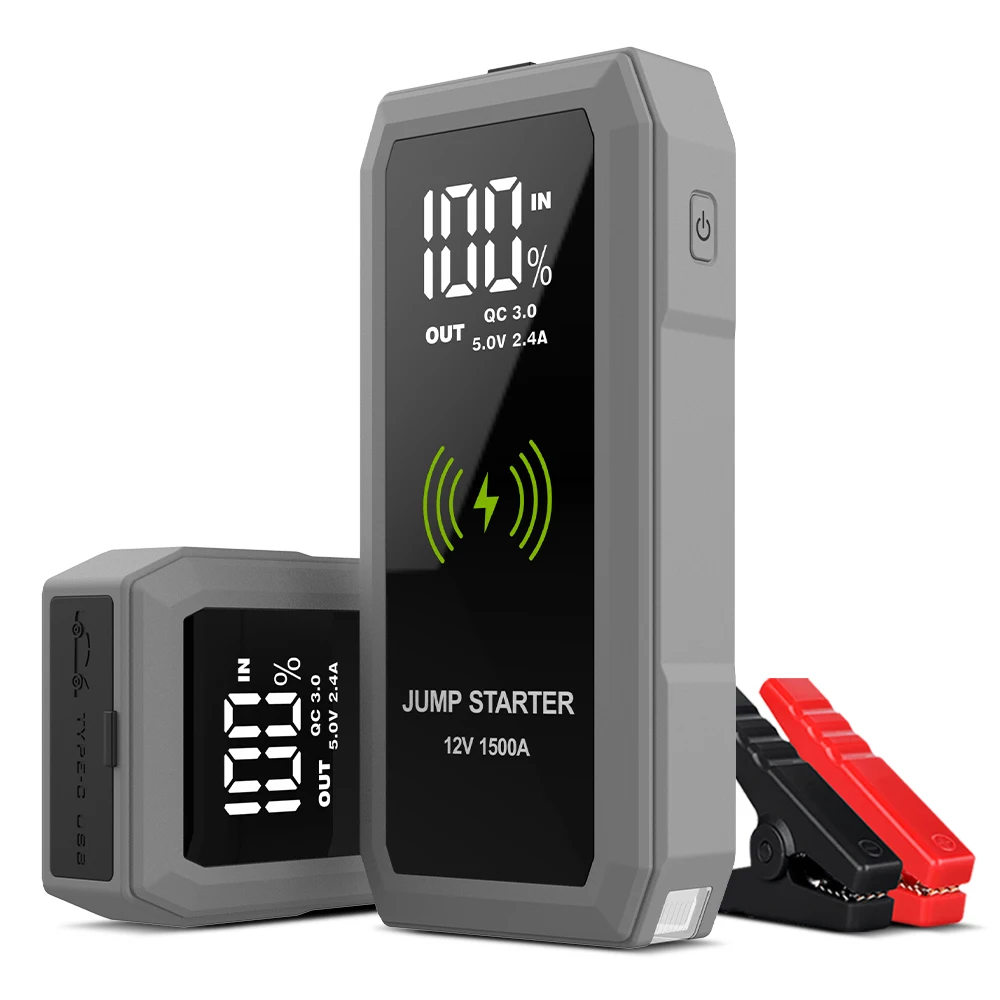 Emergency Flashlight Tool Jump Starter Device Heavy Truck Booster Cables Wireless charge Car Jump Starter Powerbank
