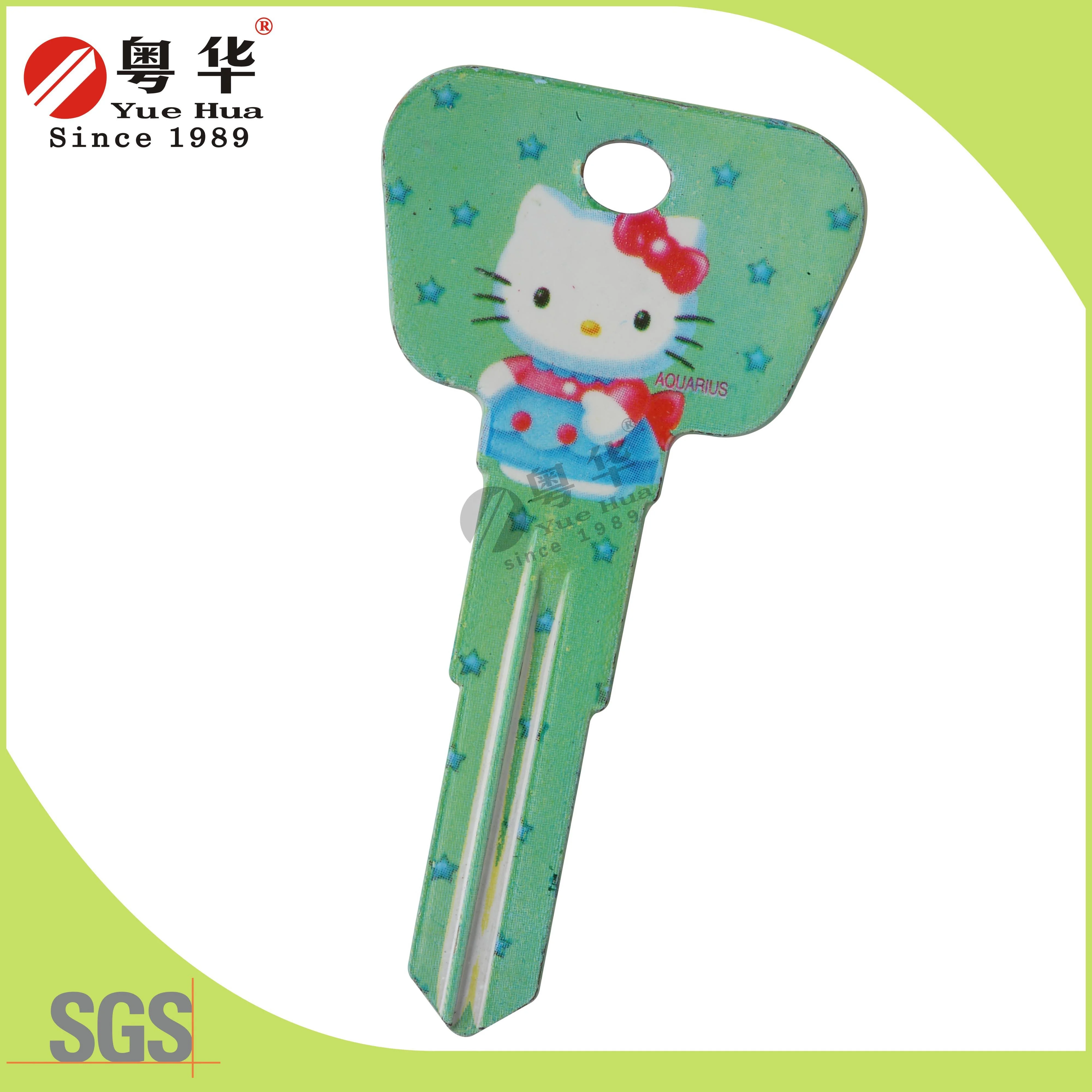 Free Sample US Market Pink Hello Kitty Shape Nickel Plated Custom Brass Key Door Brass Key Blank For Locksmith Tools