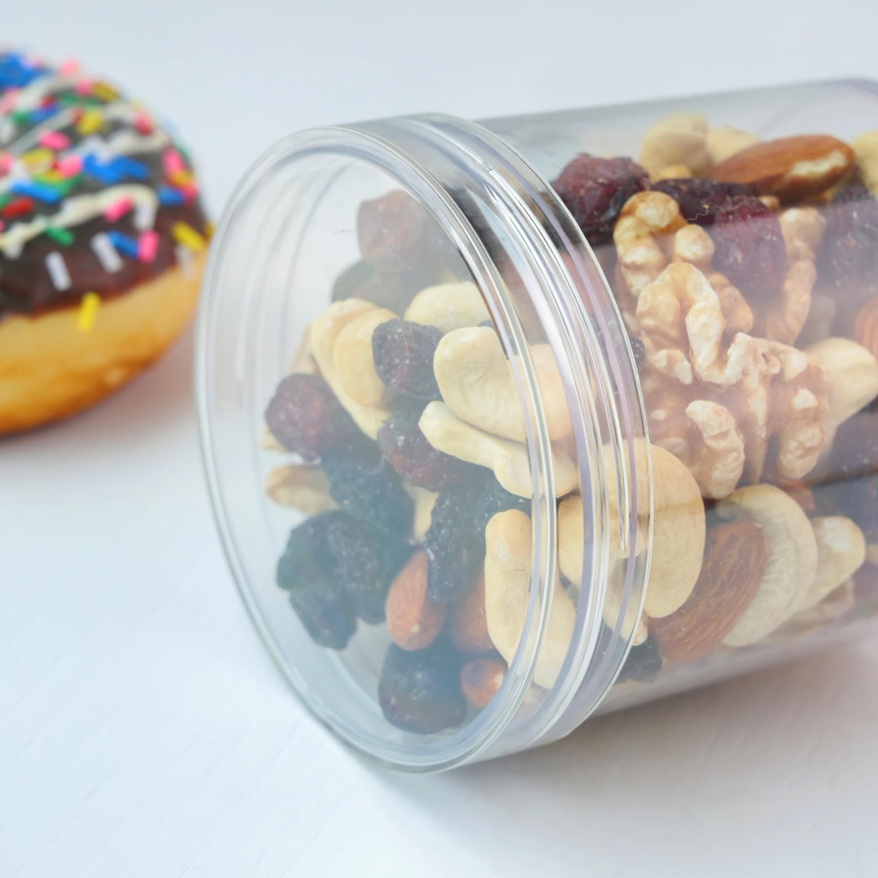 Custom logo label 100ml 250ml 500ml straight round PET child resistant plastic jar with CR screw lid