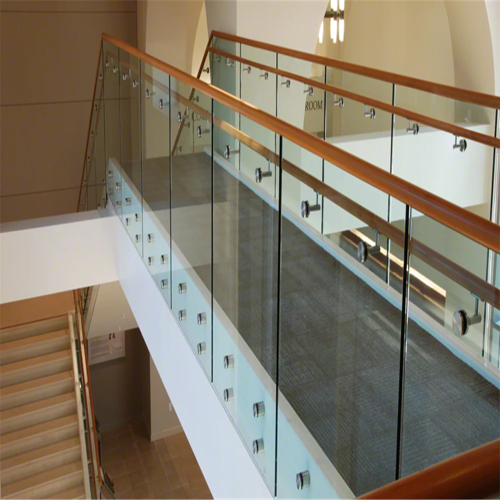 Frameless tempered glass railing/Super Clear laminated glass standoff stair balcony balustrade