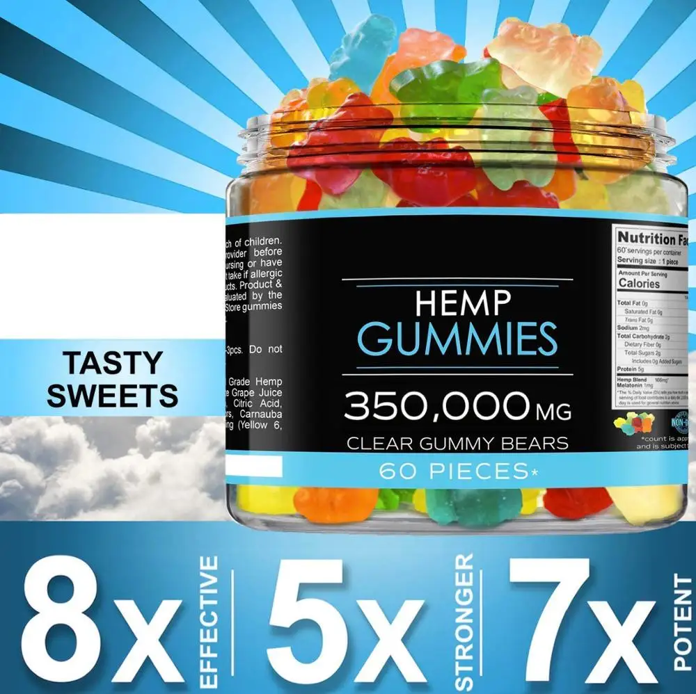 
Hemp oil Gummies High Potency Fruity Hemp Gummy Bear for Pain Anxiety Stress Inflammation Relief Promotes Sleep 