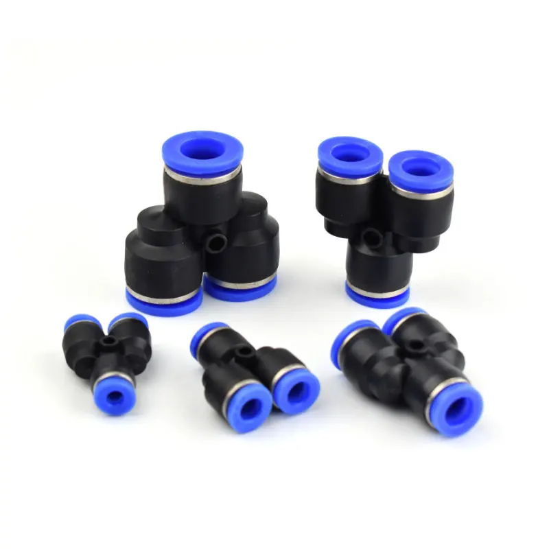PY4 6 8 10 12 14 16mm Tube Quick Connector Push In Pipe Plastic Air Hose One Touch 3 Way Pneumatic Fitting