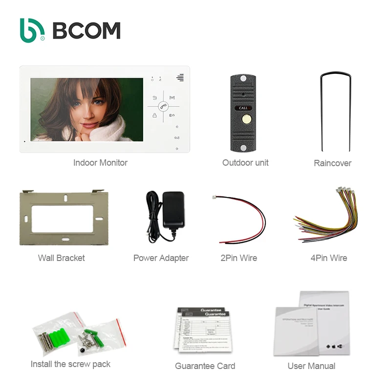 Bcomtech Provide CE/FCC/ROCH Intercomunicador con video inteligente , Video Indoor Monitor with outdoor station