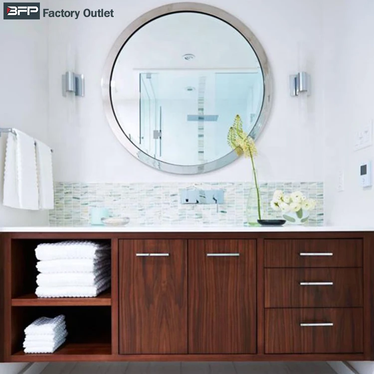 Classic Cheap Single Sink  Solid Wood Small Hotel Bathroom Vanity Cabinets Wall Mounted Price 60 Inch 72 Inch Bathroom Vanity