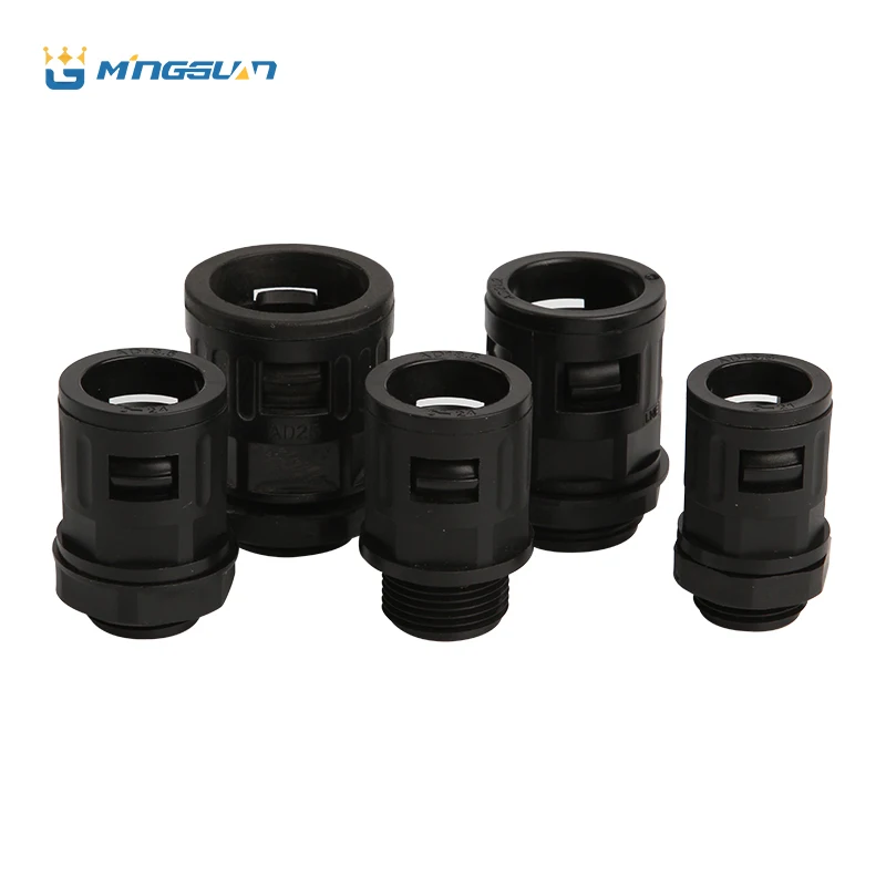 Corrugated Conduit Connector For Plastic Bellows, Conduit Fittings, Nylon Direct Insertion Lock Nut Fixed Connection, AD18.5