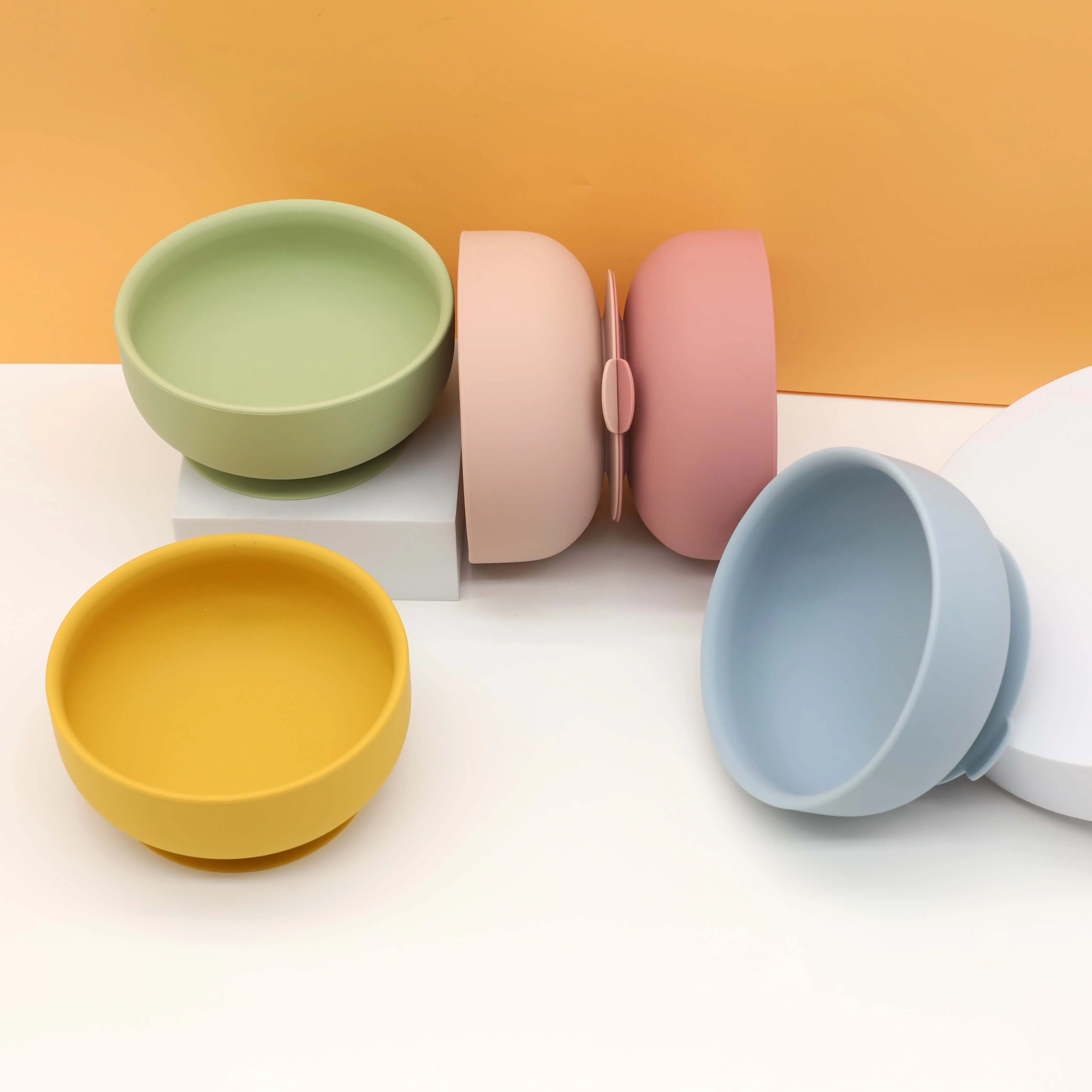 2021 New Design Bpa Free Food Grade Feeding Baby Suction Bowl Silicone Bowl