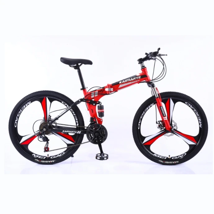 Wholesale 26inch Foldable Mountain Bike Carbon Steel Frame 21 Speed Dual Disc Brake Suspension Front Fork