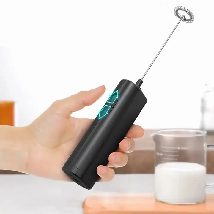 Electric Foam Maker with Stainless Steel Whisk Milk Frother Handheld Battery Operated, Stirrer Coffee Wand