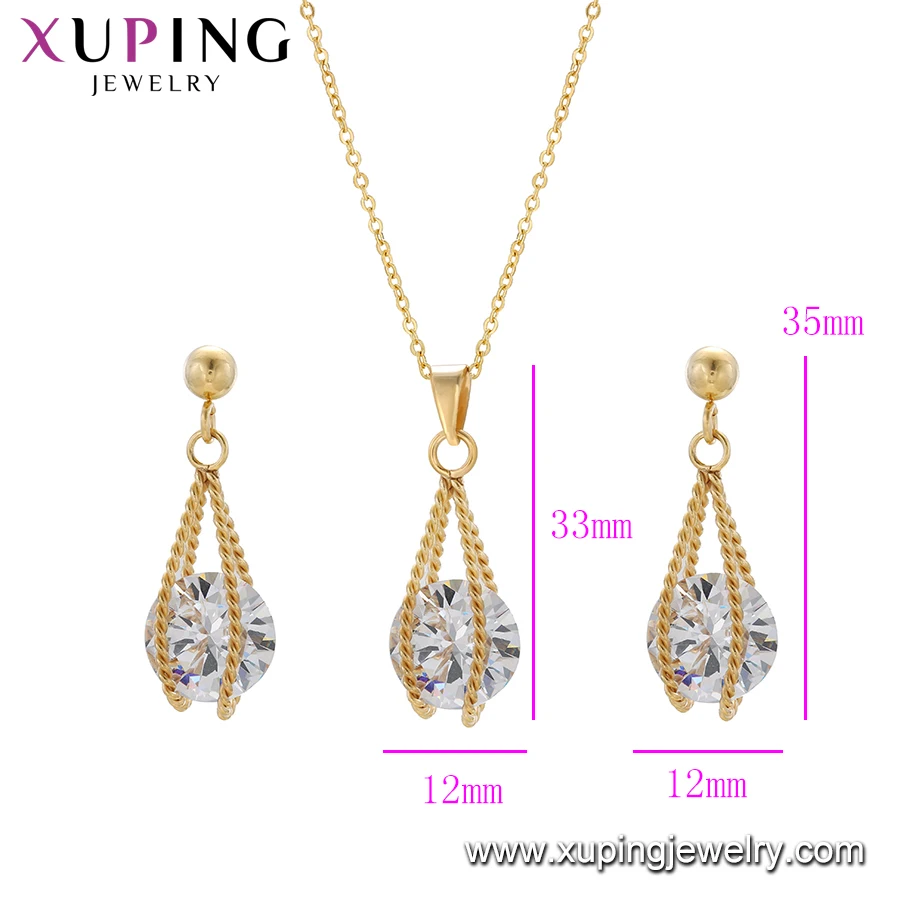 S-126 xuping jewelry fashion popular elegant lively daily special design romantic gift zircon stainless steel 24K jewelry set