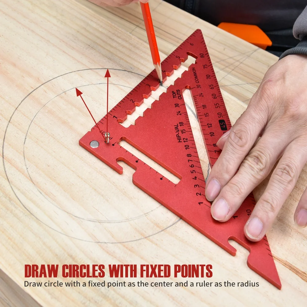Треугольная линейка, многофункциональный съемный измерительный инструмент из алюминиевого сплава для инженерных плотников, 7 дюймов