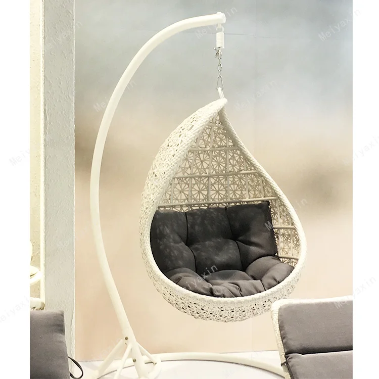 modern design outdoor swing chair egg shape woven rattan aluminum frame tube Durable and stable anti-uv for Villa courtyard