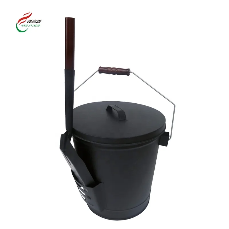 Factory Outlet Fireplace Coal Bucket Household Metal Matte Black Coal Buckets With Shovel