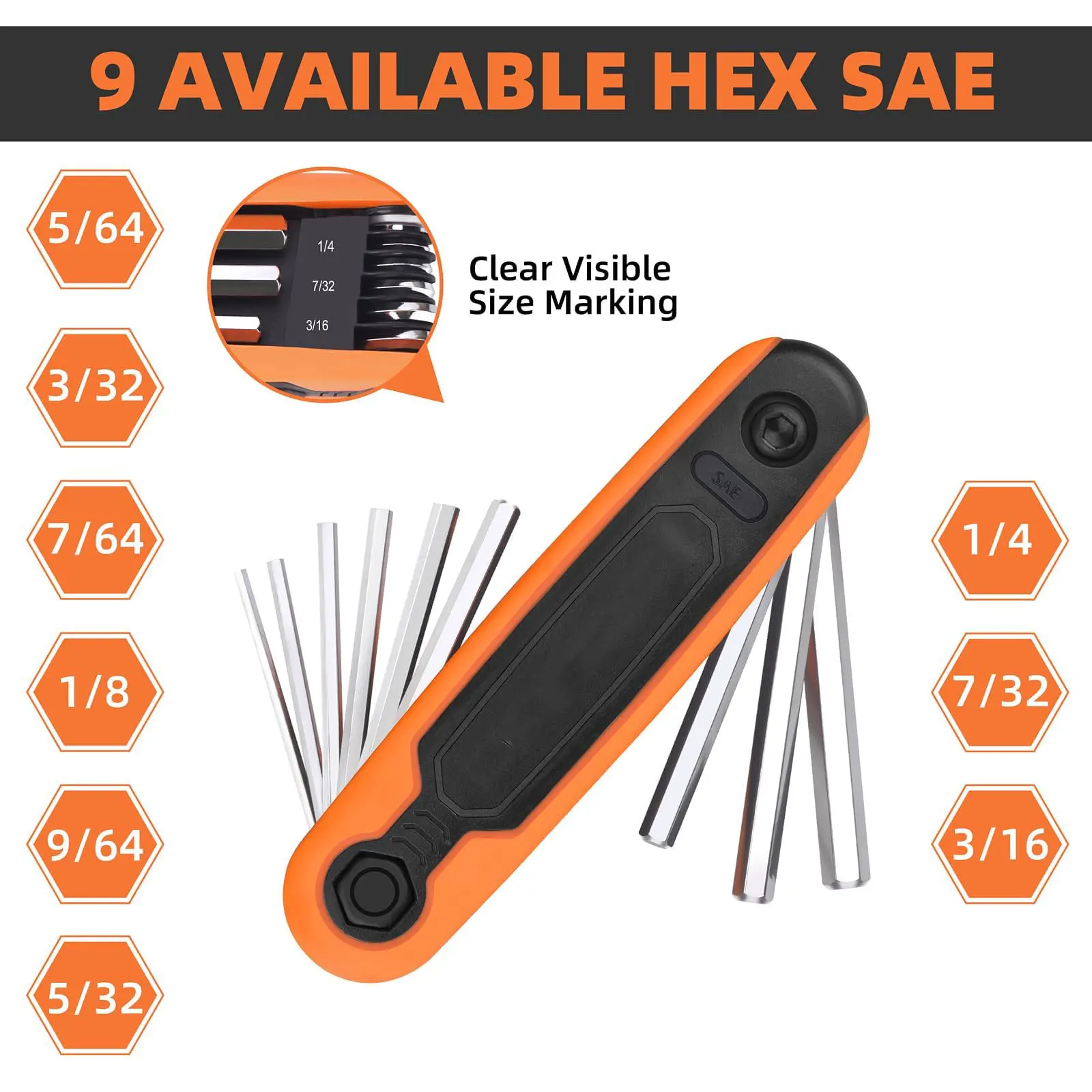Factory OEM 17 Piece SAE and Metric Folding Hex Key Set, Allen Wrenches Sets for Hex Head Socket Screw, Stocking Stuffers