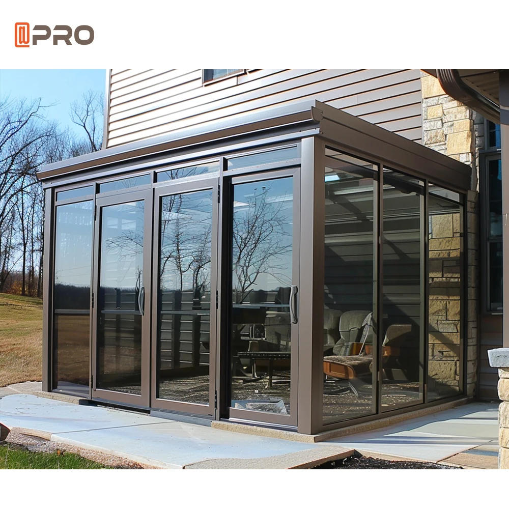 APRO 2024 sunroom Aluminum Sunroom Energy-Saving with Modern Minimalist Style with sliding door