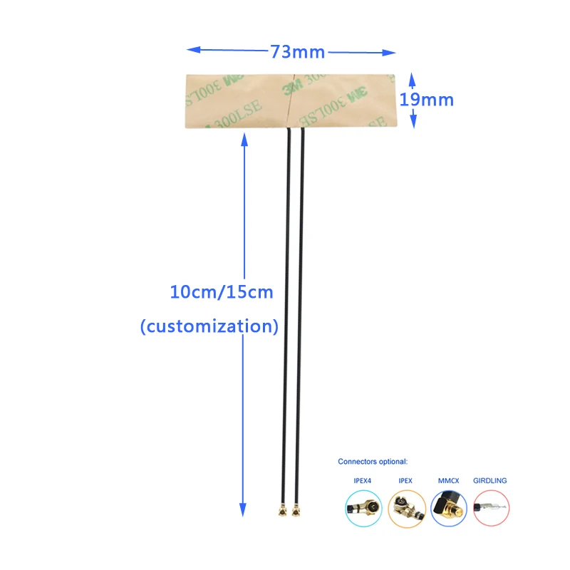 Internal FPC IPEX UFL connector Omni GPS 4G GSM Combo Antenna 1575.42Mhz LTE 8dbi antenna with 2pcs cables
