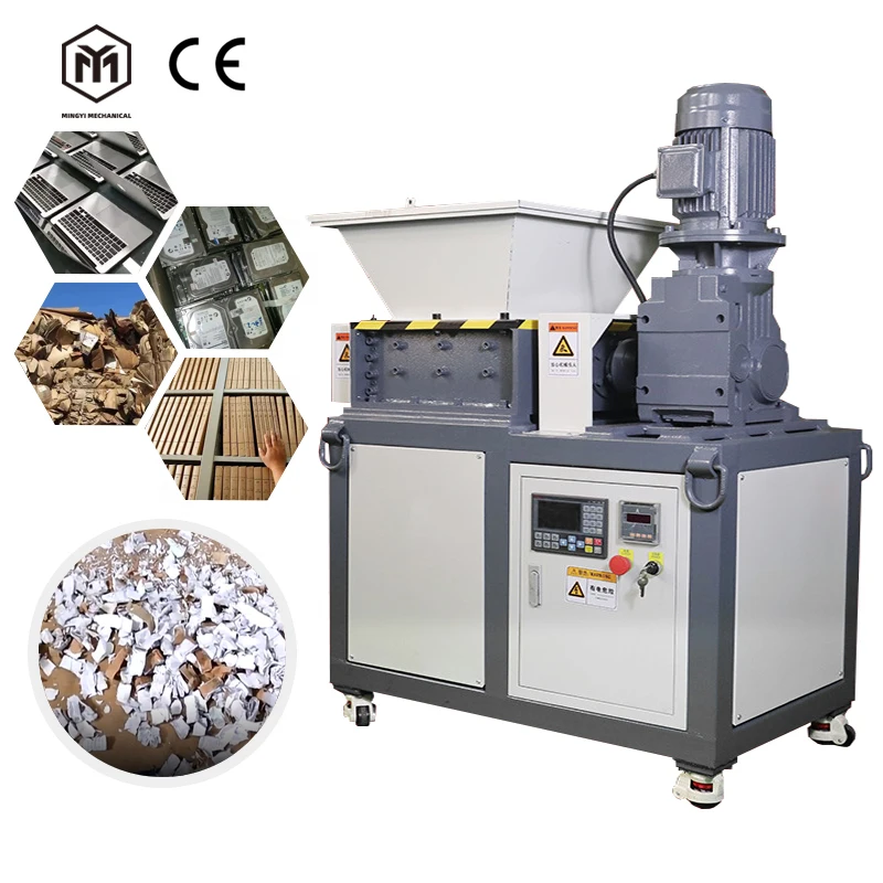 Industrial Waste Film Bottle Bag Strap Recycling Double Shaft Plastic Shredder For Sale