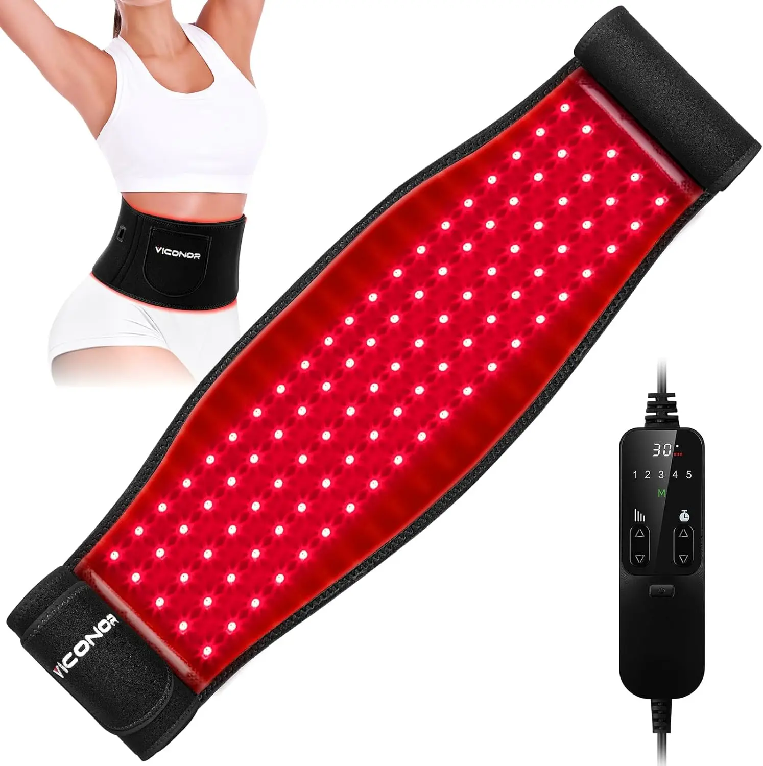 Weight Loss Pain Relief Health Care 12V Red Light Therapy Wired Waist Belt 3-in-1 Chip Design With 5 Gears For Body Health