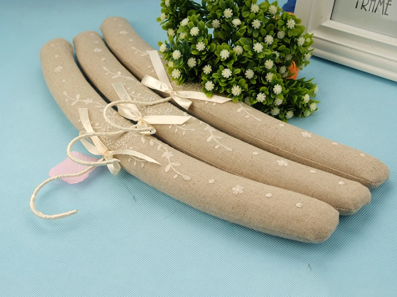 Custom luxury soft fabric satin padded coat wedding cloth hanger