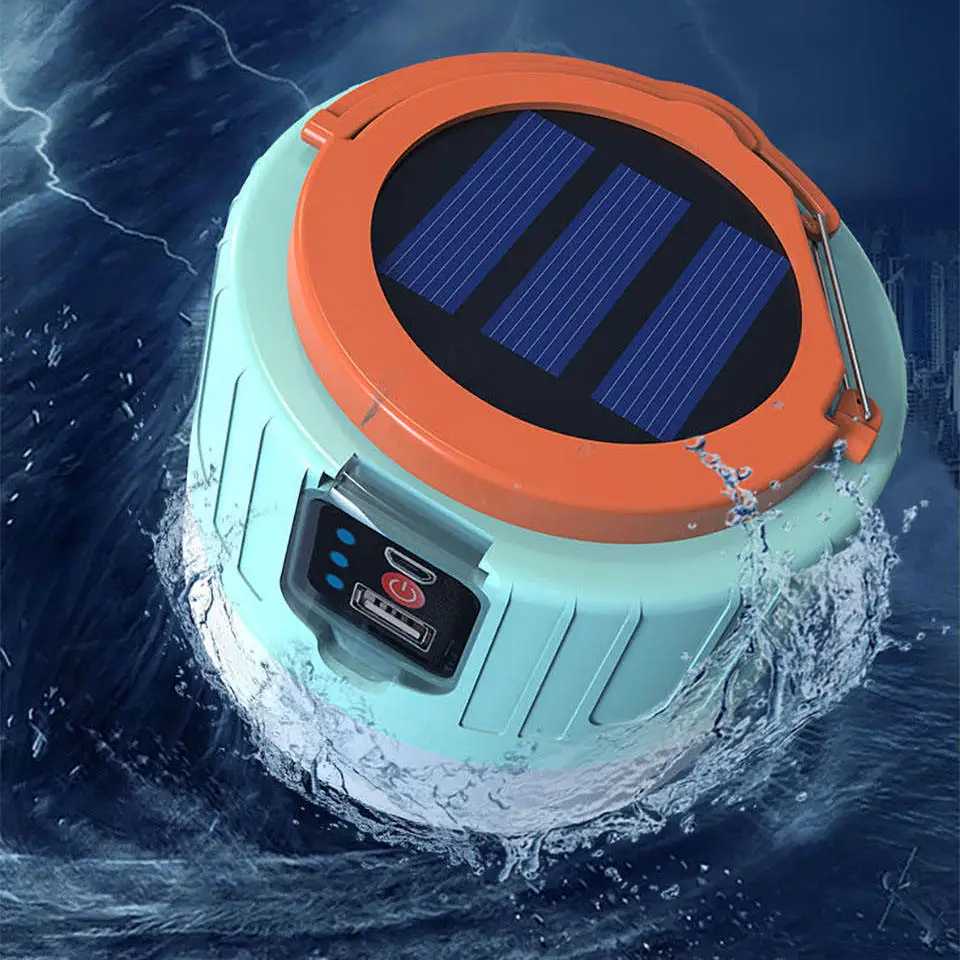 YIZHI Solar Bulb 5 Modes Portable Ip65 Camping Lamp Flashlight Bombillas Emergency Light Solar Lantern with Remote Control