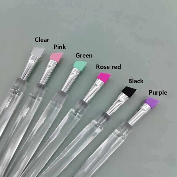 Small Size Color Tip Acrylic Angled Concealer Eyebrow Dryer Brushes Brow Make Up Cosmetic Brush With Guards Protectors Plastic