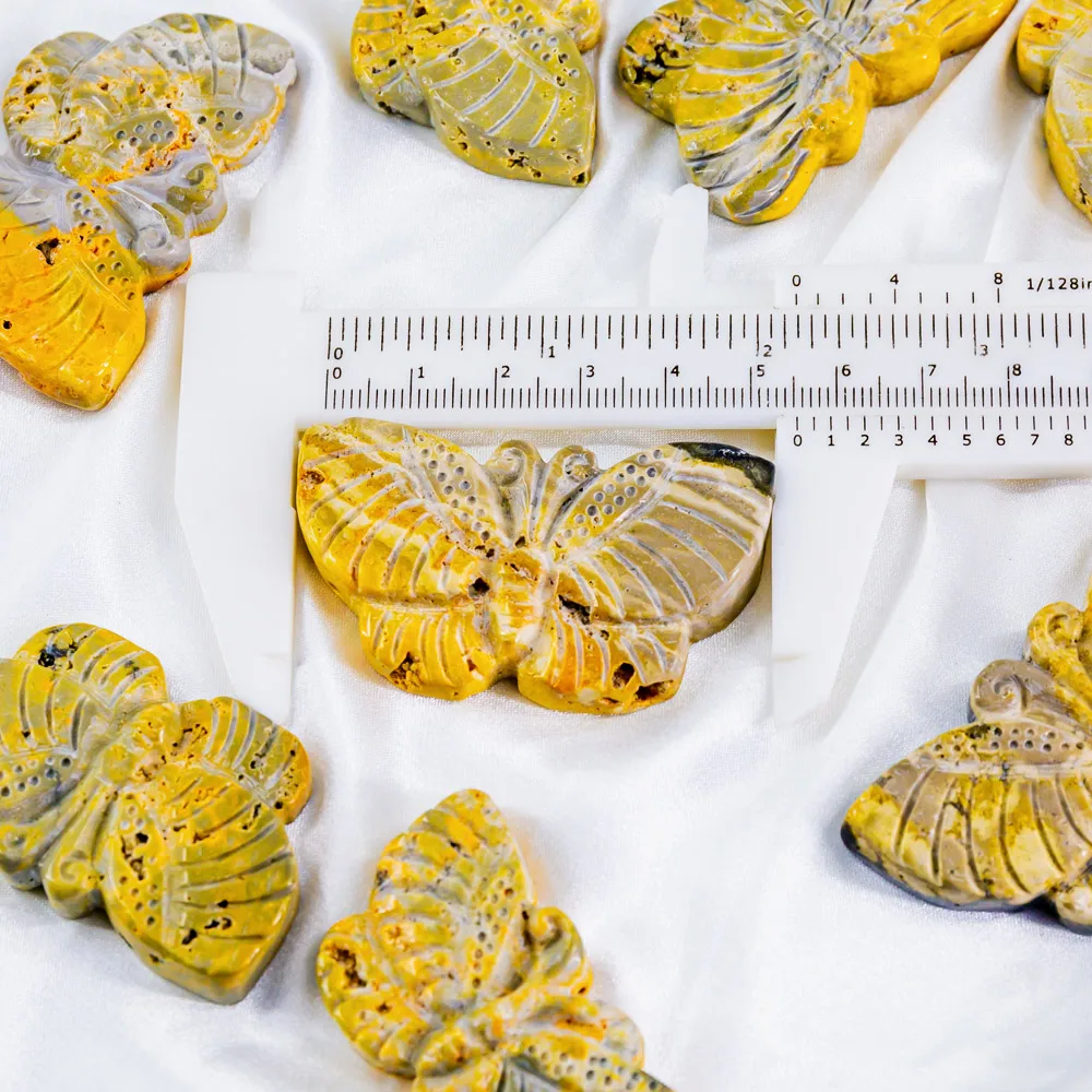 Wholesale natural high quality folk crafts crystals healing stones bumblebees jasper butterfly for home decoration