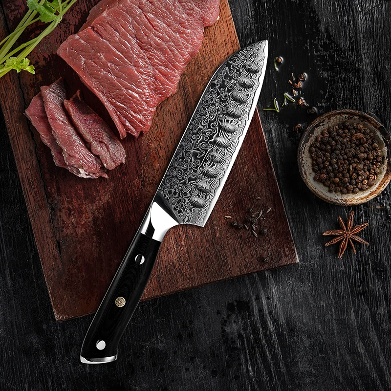 Wholesale Santoku Knife AUS10 Japanese Damascus Steel Kitchen Knife 67 Layers High Carbon Stainless Steel Chef Cooking