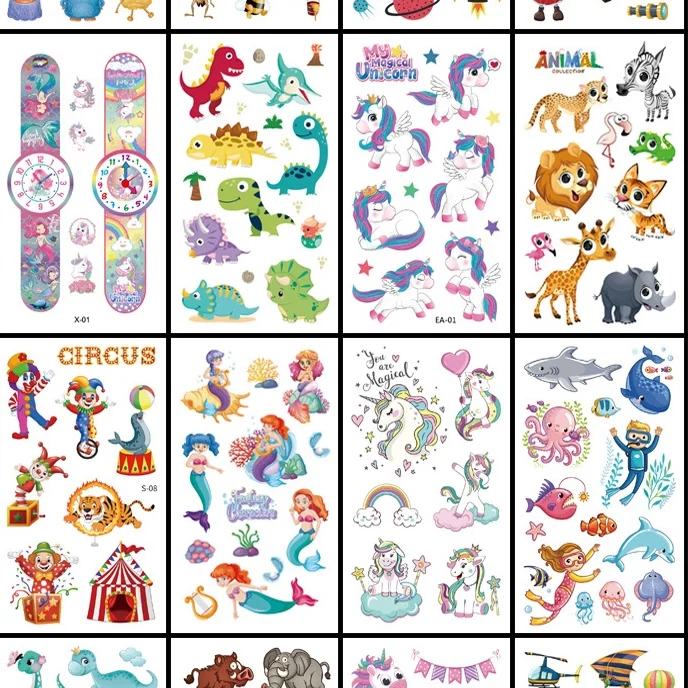 New Design Kids Temporary Hot Sale Wholesale Cute Cartoon Art Animals Waterproof Body Tattoo Sticker