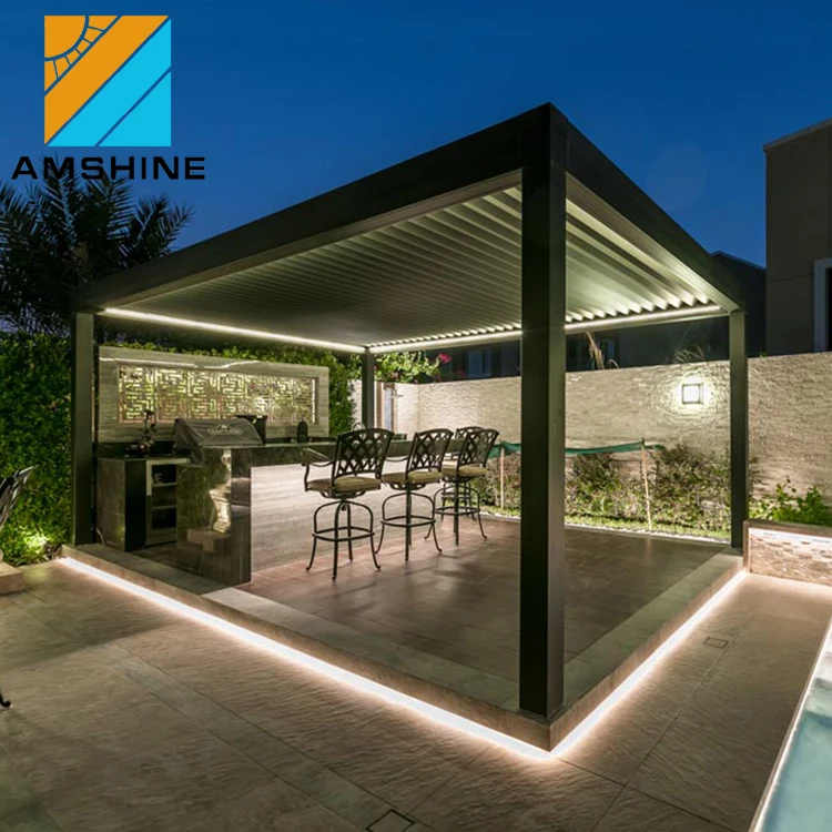 Custom pergola aluminium metal patio louvre motorized four season sunroom roof kits