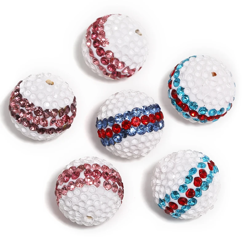 20pcs 16mm Round Crystal Rhinestone Beads Paved Clay Disco Ball Shamballa Beads for Jewelry Necklace Bracelet Earrings