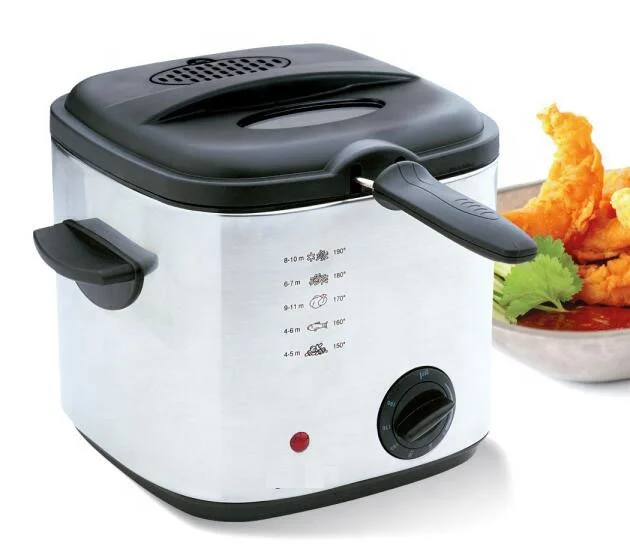 Электрическая мини-фритюрница для кухни и дома, 1 л, съемный масляный контейнер, коммерческие бесплатные запасные части, бытовая нержавеющая сталь, 1 год