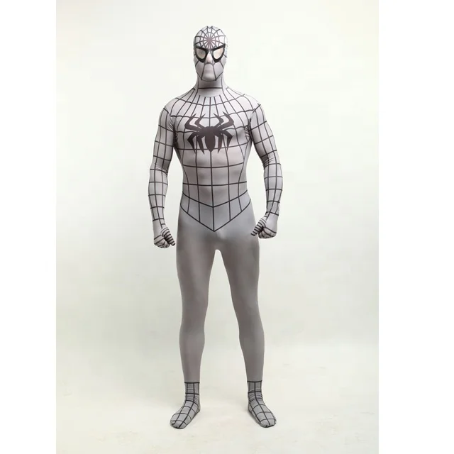 2017 высококачественный белый костюм Человека-паука в черную полоску из лайкры и спандекса, наряд Zentai