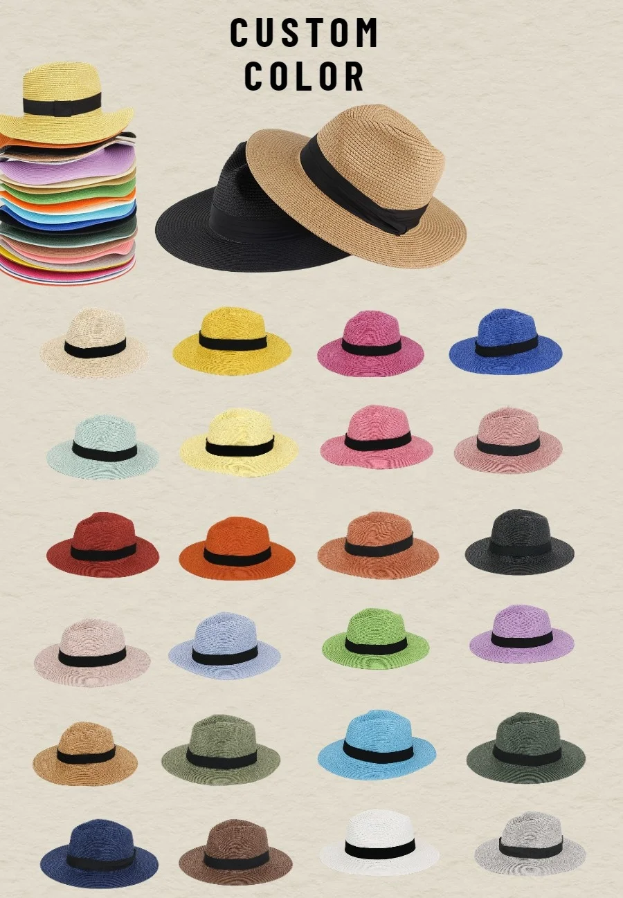 Chinese china manufacturer wide brim  beach WHOLESALE UNISEX FOLDABLE straw SUMMER hat FOR WOMEN MEN with logo crafting