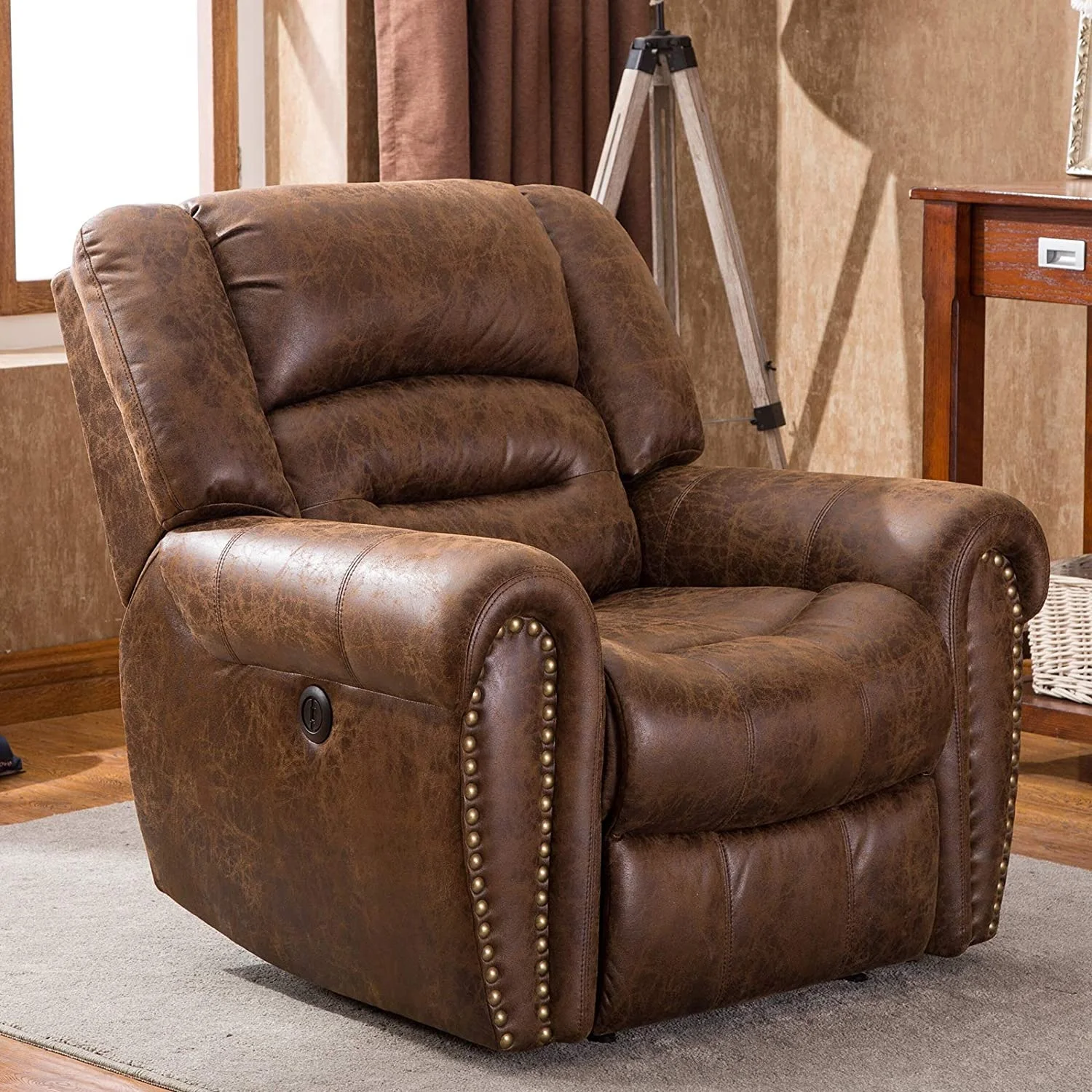 GEEKSOFA Reclining Power Electric Air Leather Recliner Sofa Chair Reclinable With Massage And Heat For Living Room Furniture