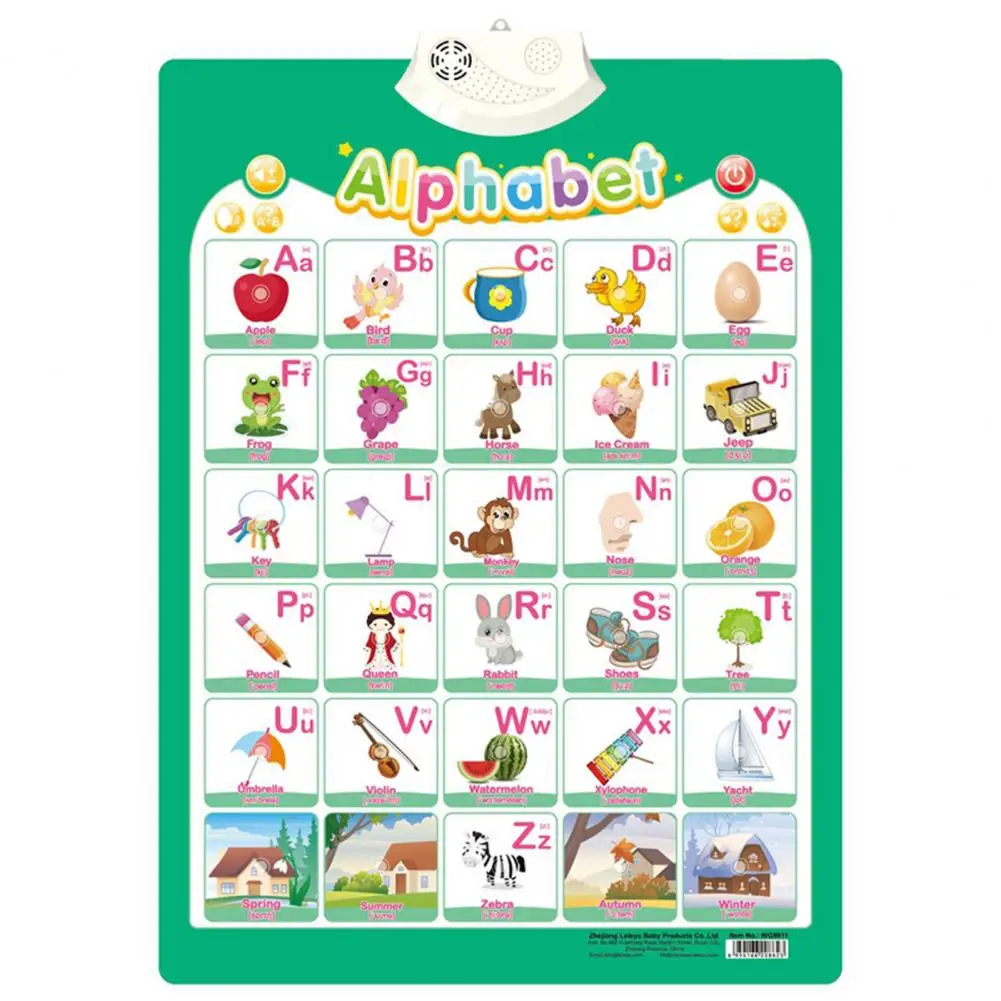 Electronic Alphabet Chart Interactive PVC Creative Reading Alphabets Poster Space-saving Educational Teaching Charts Great Gifts