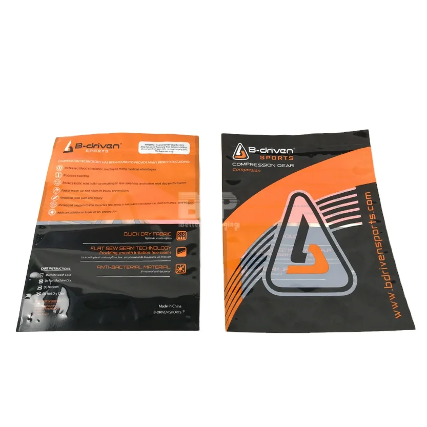 Sports Clothing Bags Zipper Packaging for Clothes/Bikini/Apparel/Shirt/Socks/Underwear Packing Garment Bags Plastic Pouch