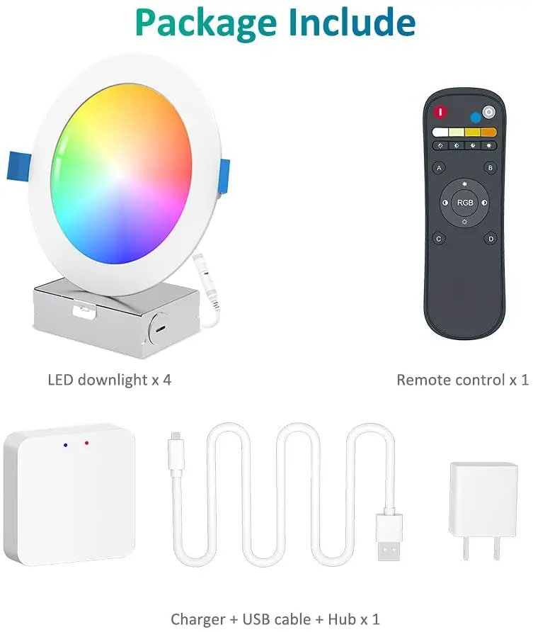 2021 New Design 4pcs*6 Inch RGB Down Light Smart downlight LED Lighting Recessed LED Down Light