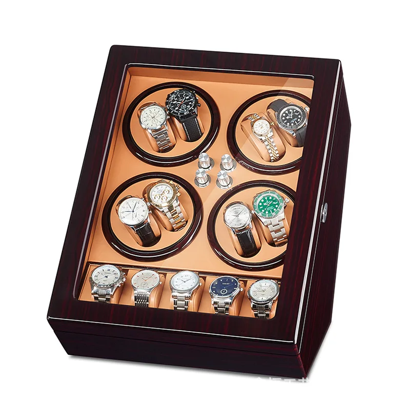 Automatic Watch Winder, Watch Winder Box Built-in LED Illumination, Wooden Shell Piano Paint and Extremely Silent Mabuchi Motor