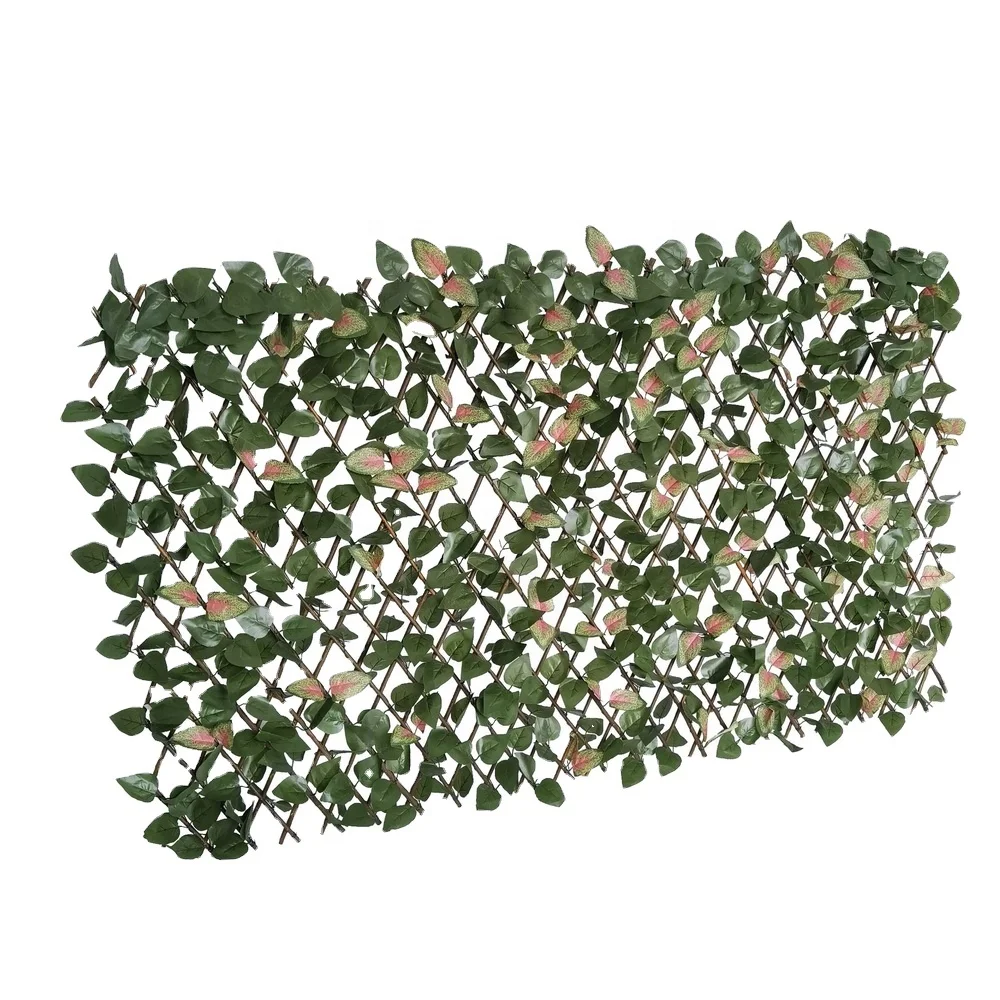 decorative plastic garden fences with small artificial leaf and bamboo grass fence