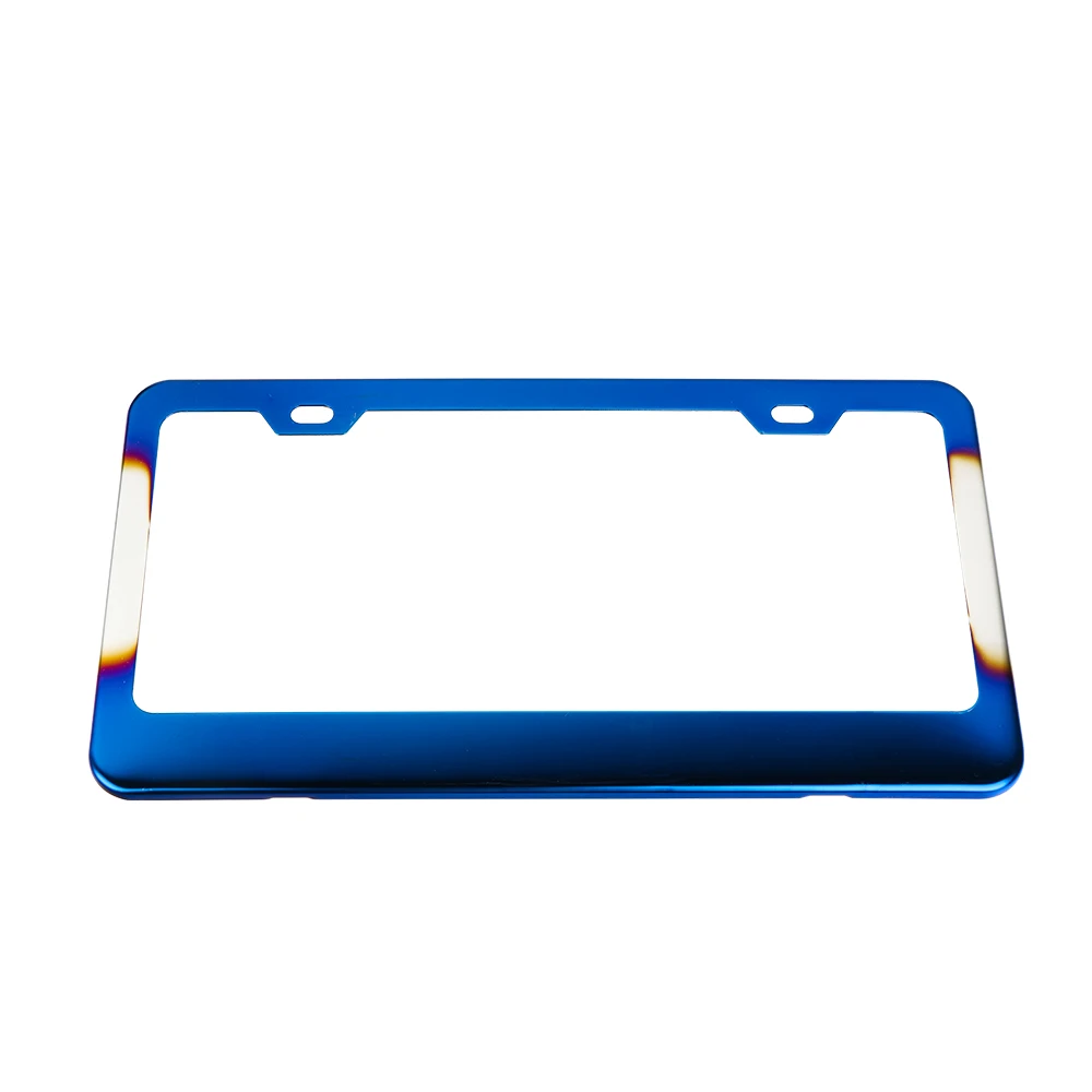 Customize USA Size Titanium Burnt Blue Neo Chrome Stainless Steel License Plate Cover Frame