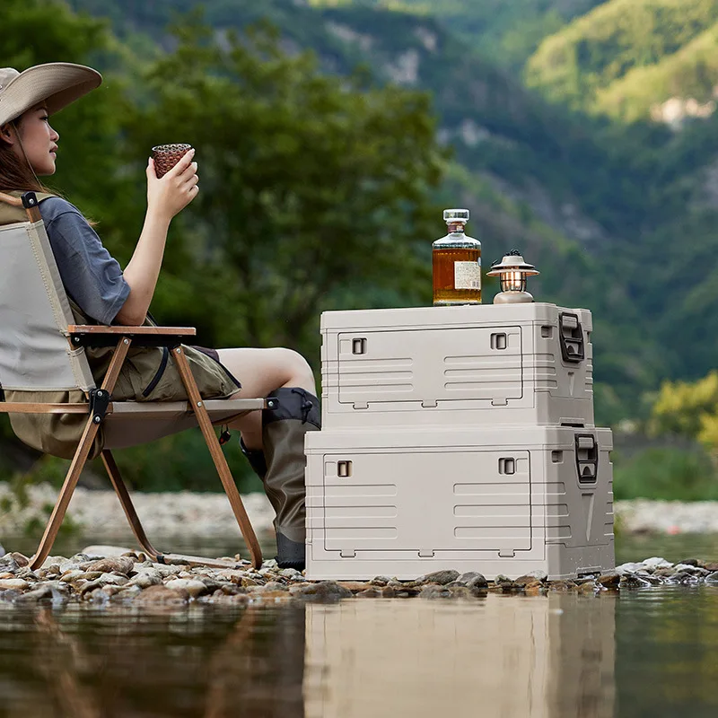 Fashion Style Camping Multifunctional Foldable Plastic Tote Storage Box with custom logo Outdoor