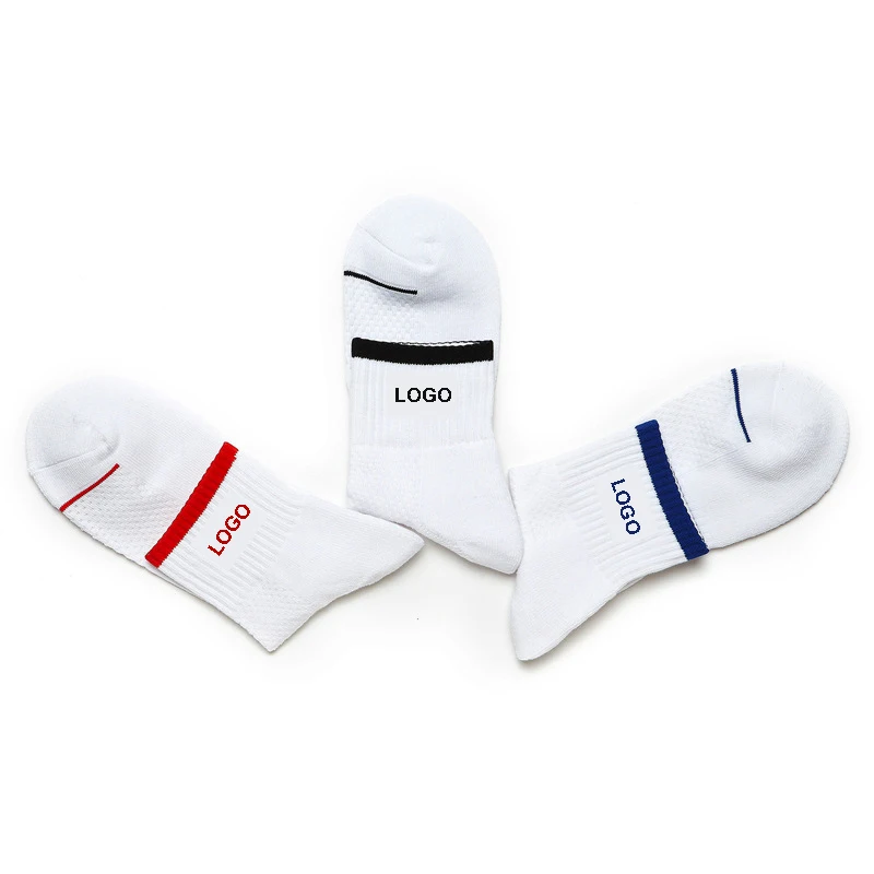 Ankle tennis socks men women athletic sport custom embroidery logo short thick gym socks