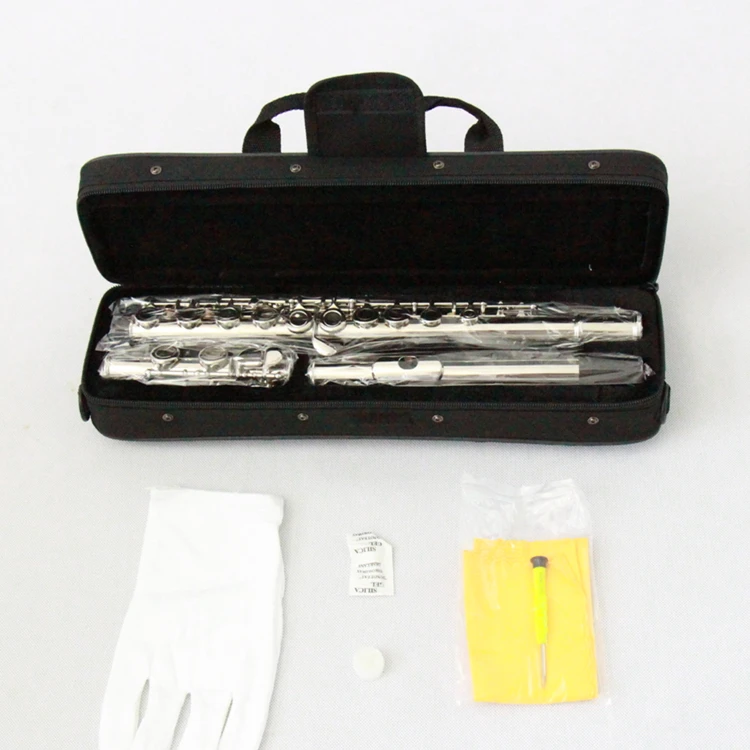 Nickel Plate 16 Close Holes E Mechanism Cupronickel Keys Flute Wholesale Price Sale With Accessories for Beginner OEM Flute Case