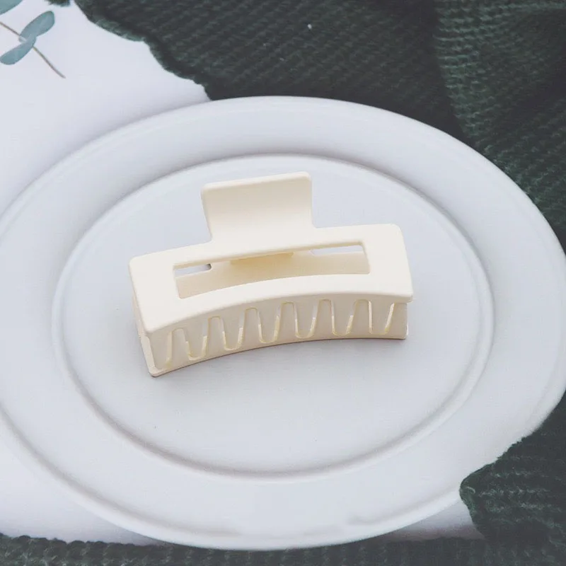 8.5CM Korean Square Hair Clamp Medium Size Plastic Matte Frosted Sharp Hair Claw Clip Hair Accessories For Women