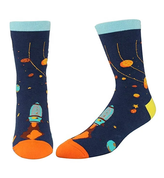 Novelty Funny Space Crew Crazy Fun Math Astronaut Rocket Galaxy socks