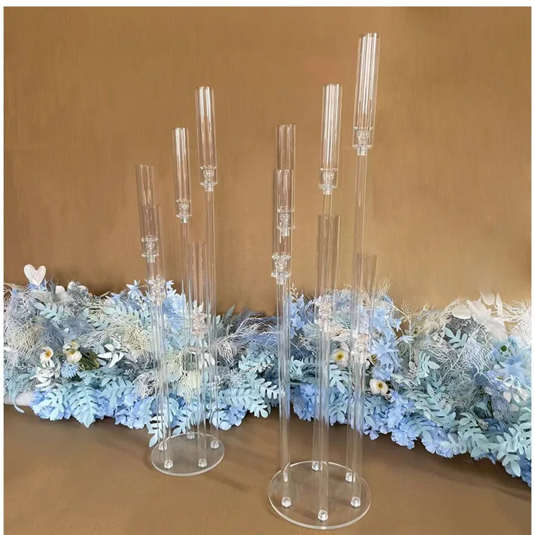 6 arms 8 arms  Transparent Clear Candle Acrylic Candlestick For Wedding Centerpieces Acrylic Candle Holder stand