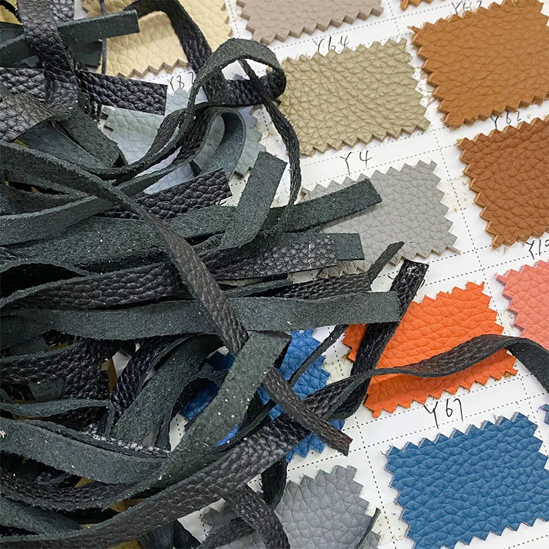 Head layer cow skin litchi grain Fringed leather rope Hemming Leather strip Many colors Current supply genuine leather